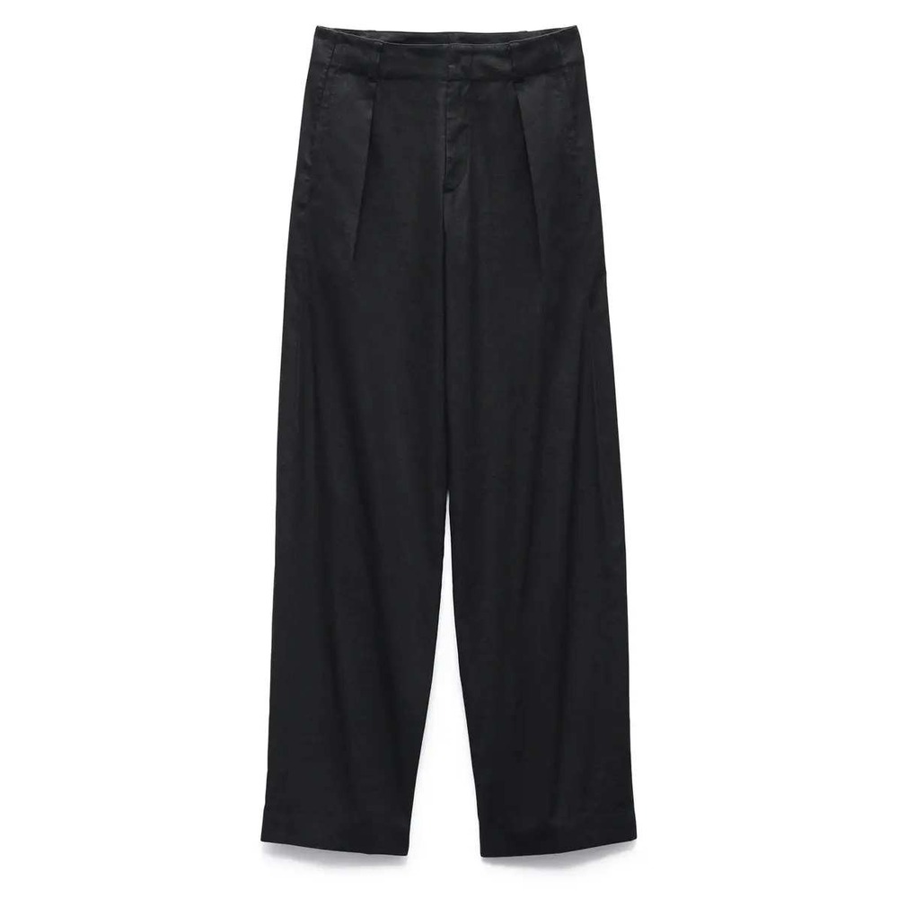 Rag & Bone Black Donovan Linen Blend Pleated High Rise Wide Leg Trousers Pants 8